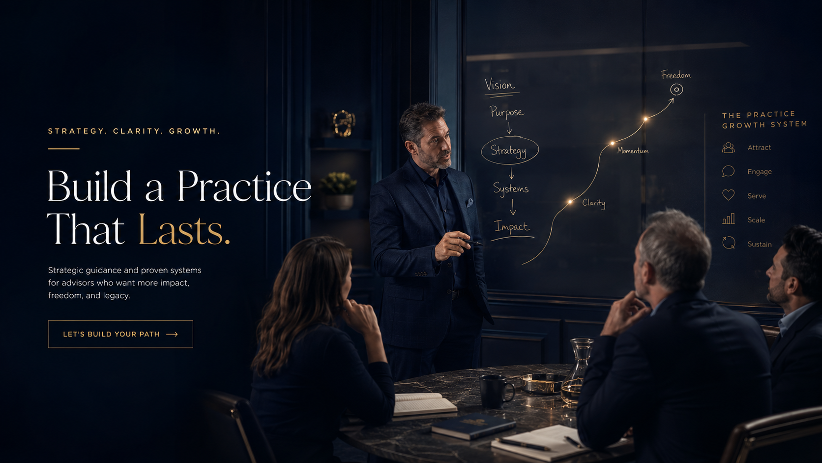A coach guiding a client's growth strategy